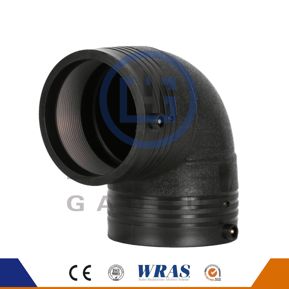 HDPE formovaná elektrická fúze 90 stupňů loketního ohybu pro přívod vody HDPE formovaná elektrická fúze 90 stupňů loketního ohybu pro přívod vody